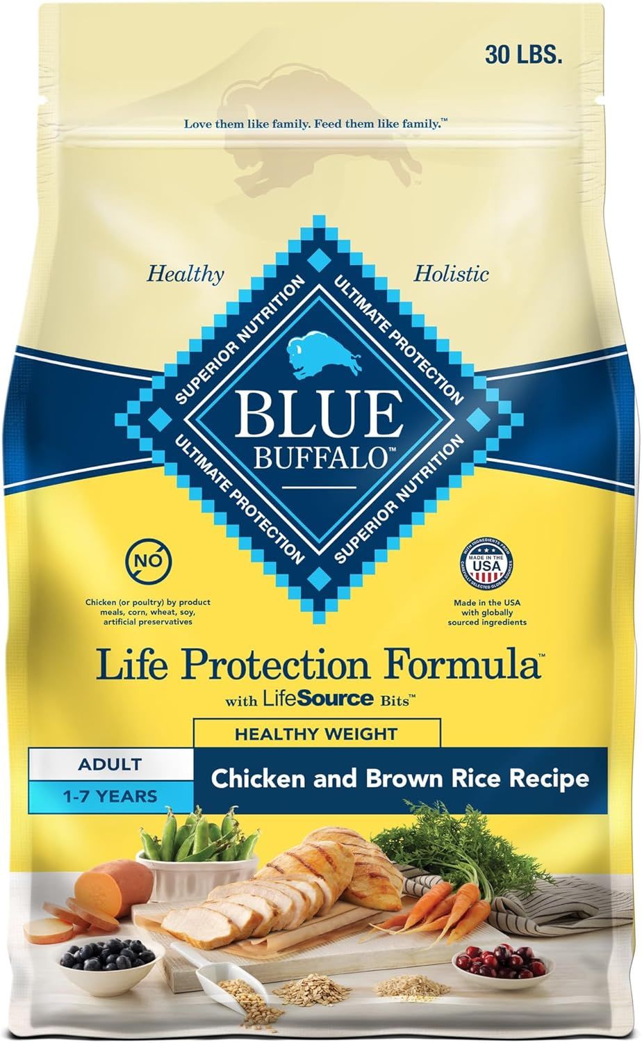 Blue Buffalo Life Protection Formula Healthy Weight Adult Dry Dog Food, Supports an Ideal Weight, Made with Natural Ingredients, Chicken & B