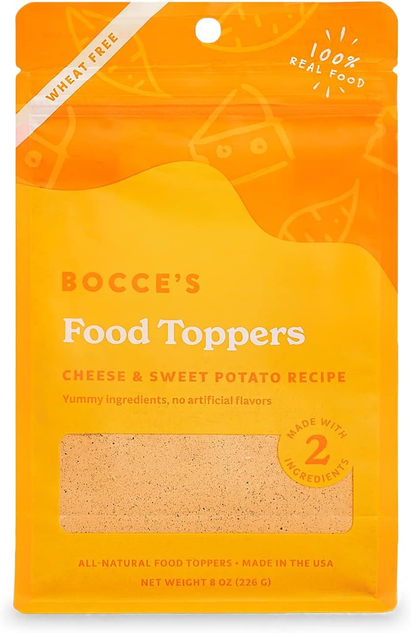 Bocce's Bakery Cheese & Sweet Potato Dog Food Toppers – All-Natural, Wheat-Free Dog Food Topper Made with Real Ingredients, Baked in The USA