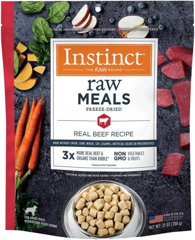 Instinct Freeze Dried Raw Meals Grain Free Recipe Dog Food, Beef, 25 ounces