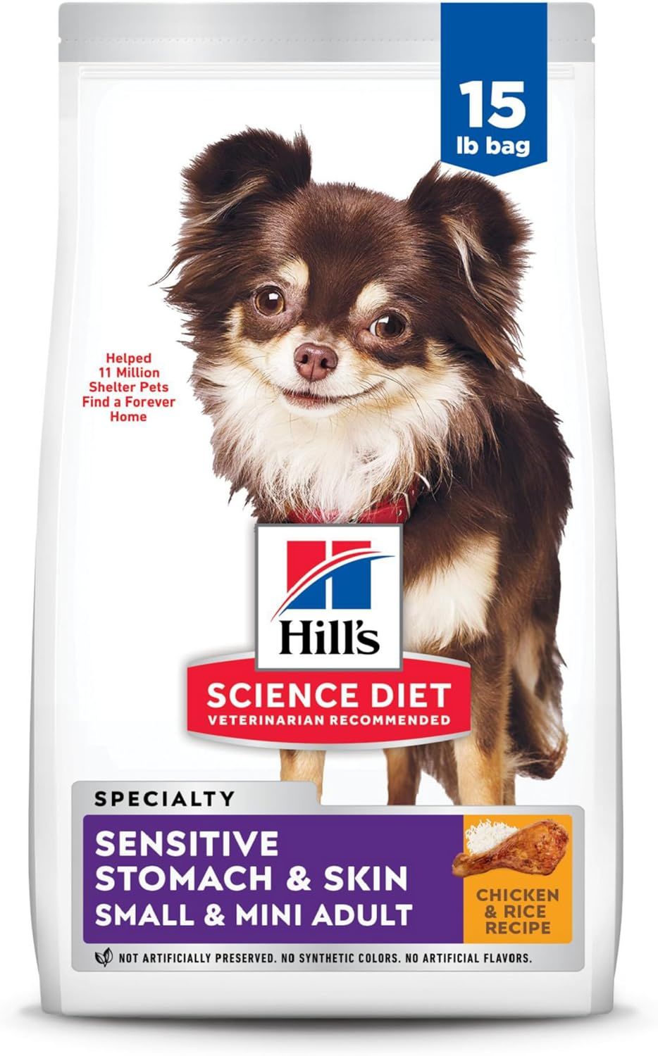 Hill's Science Diet Sensitive Stomach & Skin, Adult 1-6, Small & Mini Breeds Stomach & Skin Sensitivity Support, Dry Dog Food, Chicken Recip