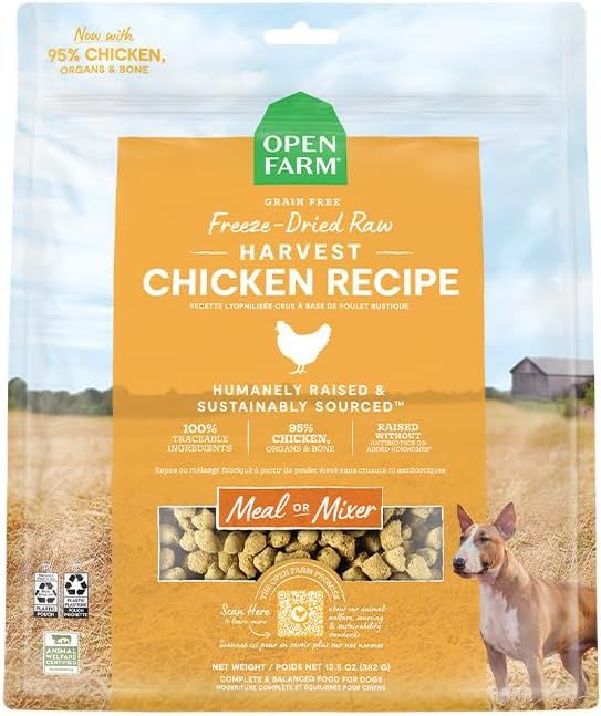 Open Farm Freeze Dried Raw Dog Food, Humanely Raised Meat Recipe with Non-GMO Superfoods and No Artificial Flavors or Preservatives (22 Ounc