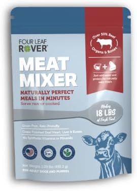 Meat Mixer Freeze Dried Dog Food Base Mix - Fresh Dog Food for Dogs of All Ages and Sizes - Easy to Prepare, Serve Cooked or Raw, With Grass