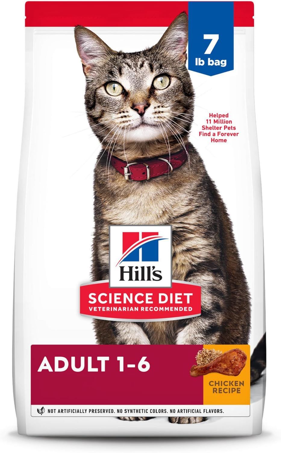 Hill's Science Diet Adult 1-6, Adult 1-6 Premium Nutrition, Dry Cat Food, Chicken Recipe, 7 lb Bag