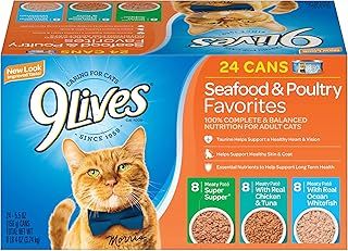 9Lives Seafood & Poultry Favorites Wet Cat Food Variety 5.5 Ounce Can (Pack of 24)