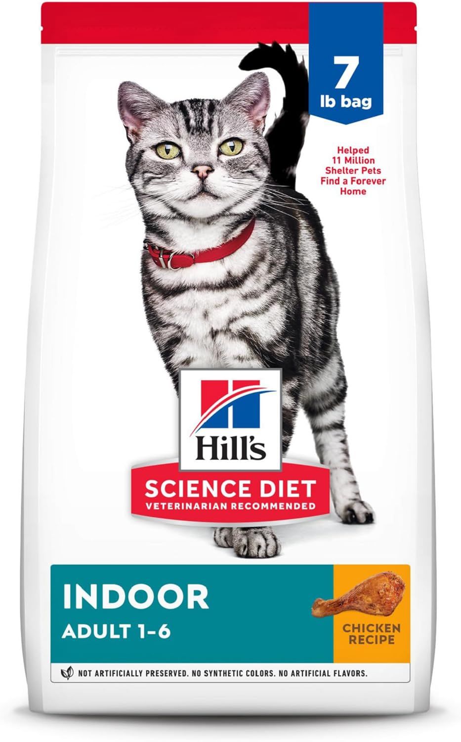 Hill's Science Diet Indoor, Adult 1-6, Easy Litter Box Cleanup, Dry Cat Food, Chicken Recipe, 7 lb Bag