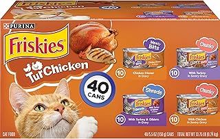 Purina Friskies Wet Cat Food Gravy Variety Pack, TurChicken Extra Gravy Chunky, Meaty Bits and Prime Filets - (Pack of 40) 5.5 oz. Cans