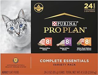 Purina Pro Plan Gravy, High Protein Wet Cat Food Variety Pack, Complete Essentials Chicken and Turkey Favorites - (Pack of 24) 3 oz. Cans