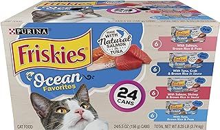 Purina Friskies Ocean Favorites Wet Cat Food Pate and Meaty Bits Variety Pack With Salmon and Tuna - (Pack of 24) 5.5 oz. Cans